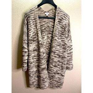 Pure Jill Women Neutral Open Sweater Cardigan Size M